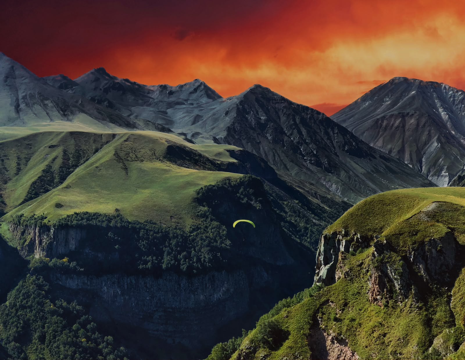 Fire above the ridges - photograph by Lika Arobelidze