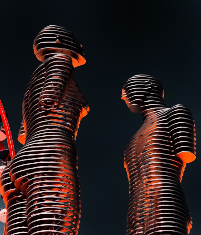Ali and Nino, after dark, Batumi - photograph by Lika Arobelidze