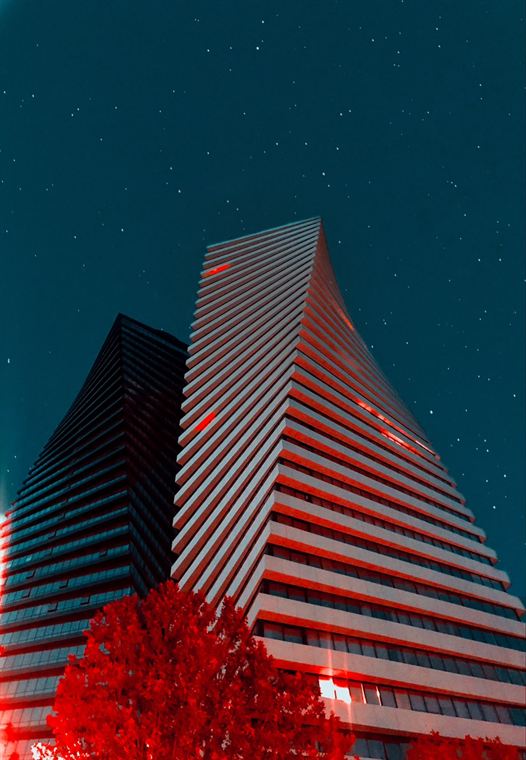 Tower in red, Georgia - photograph by Lika Arobelidze
